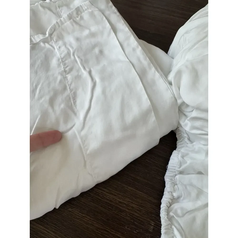 Pottery Barn King Fitted & Flat Sheet Set TENCEL Lyocell White Silky 2pc